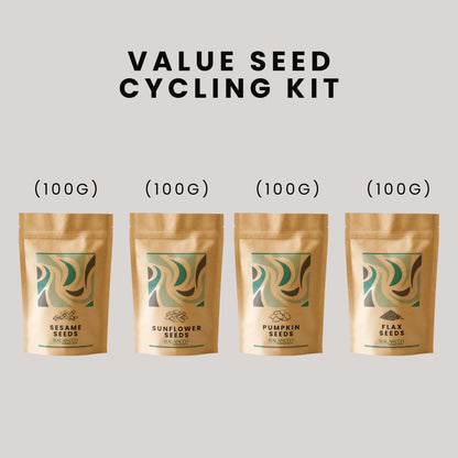 Value Seed Cycling Kit (Sesame + Sunflower + Flax + Pumpkin) - Whole Seeds